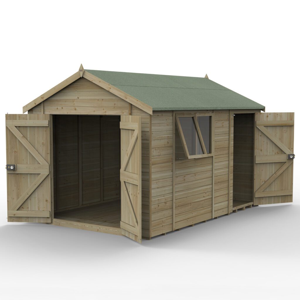 Timberdale 12×8 Apex Shed – Double Door, Combo with Installation 5013053189146 2